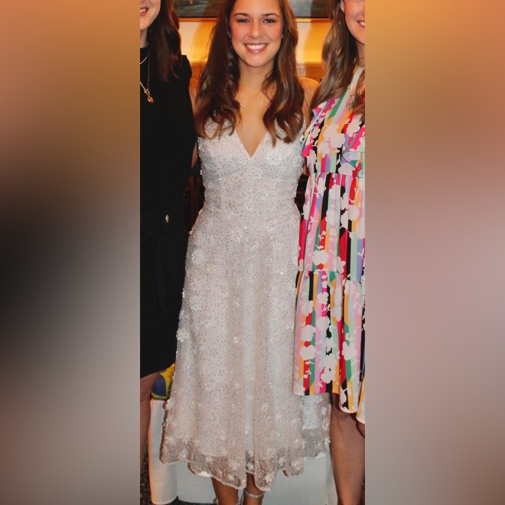 Elisa sleeveless plunge neckline fit and flare midi dress